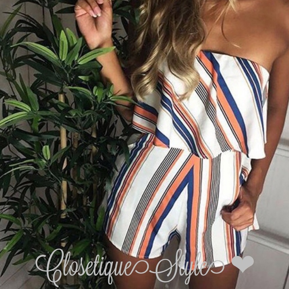 Striped Layered Romper - Picture 3 of 7